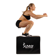 Sunny Health & Fitness 3-in-1 Ultra Dense Foam Plyo Box, 28"/24"/20"