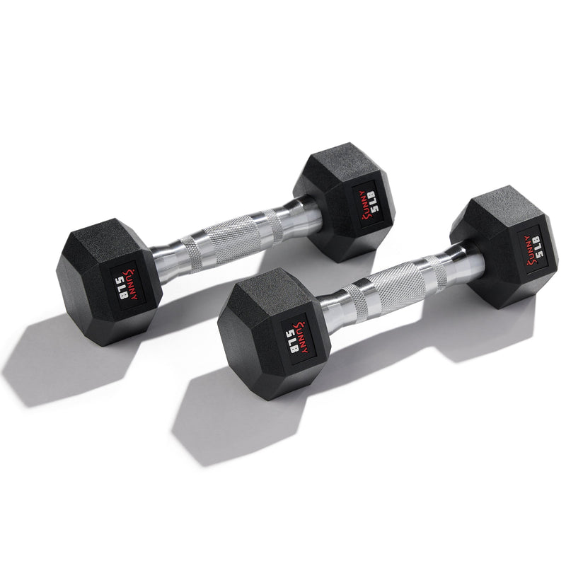 Sunny Health & Fitness Premium Hex Style Dumbbells 5 - 50 LBS | Sunny Strength™