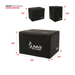 Sunny Health & Fitness 3-in-1 Heavy Foam Plyo Box, 30"/24"/20"