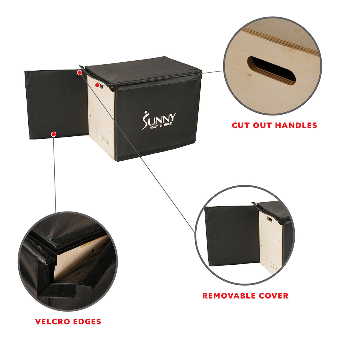 Sunny 3-in-1 Wood Plyo Box, Heavy Duty with Cover