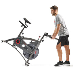 Sunny Health & Fitness Premium Magnetic Resistance Smart Indoor Cycling Bike with Quiet Belt Drive