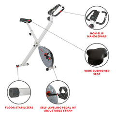 Sunny Health & Fitness Foldable Exercise Bike Space Saving Stationary Bike