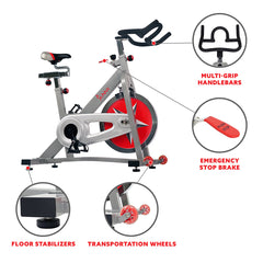 Sunny Health & Fitness 40 lb Flywheel Chain Drive Pro Indoor Cycling Exercise Bike