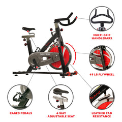 Sunny Health & Fitness Chain Drive Exercise Bike - Stationary Indoor Cycling Trainer