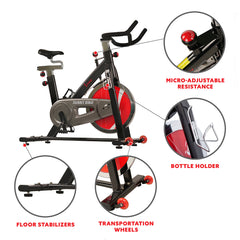 Sunny Health & Fitness Chain Drive Exercise Bike - Stationary Indoor Cycling Trainer