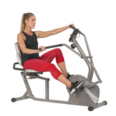 Sunny Health & Fitness Stationary Cross Trainer Recumbent Bike with Arms Exerciser