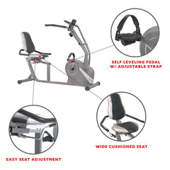 Sunny Health & Fitness Stationary Cross Trainer Recumbent Bike with Arms Exerciser