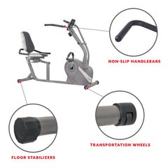 Sunny Health & Fitness Stationary Cross Trainer Recumbent Bike with Arms Exerciser