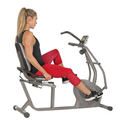 Sunny Health & Fitness Stationary Cross Trainer Recumbent Bike with Arms Exerciser