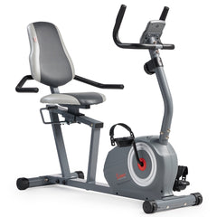 Sunny Health & Fitness Essentials Series Magnetic Smart Recumbent Bike with Exclusive SunnyFit® App Enhanced Bluetooth Connectivity