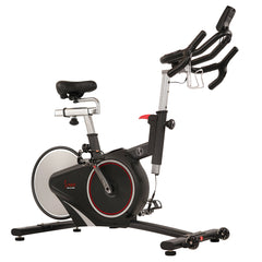 Sunny Health & Fitness Magnetic Rear Belt Drive Stationary Bike with Cadence Sensor, High Weight Indoor Cycling