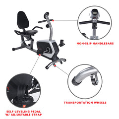 Sunny Health & Fitness Magnetic Recumbent Exercise Bike, 300 lb Capacity & Adjustable Seat