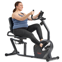 Sunny Health & Fitness Smart Magnetic Resistance Recumbent Bike with Easy Adjustable Seat