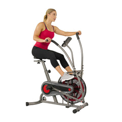 Sunny Health & Fitness Motion Air Bike, Fan Exercise Bike with Unlimited Air Resistance and Device Holder