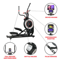 Sunny Health & Fitness Motorized Elliptical Machine Trainer w/ Heart Rate Monitoring