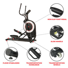 Sunny Health & Fitness Motorized Elliptical Machine Trainer w/ Heart Rate Monitoring