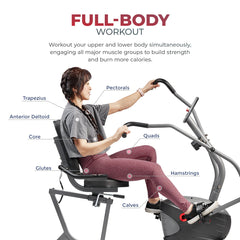 Sunny Health & Fitness Performance Smart Recumbent Bike with Arm Exerciser