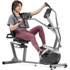 Sunny Health & Fitness Performance Smart Recumbent Bike with Arm Exerciser