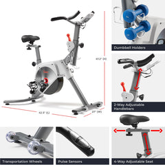 Sunny Health & Fitness Smart Two-stage Transmission Magnetic Belt Drive Upright Exercise Bike