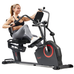 Sunny Health Fitness Premium Smart Programmable Electro-Magnetic Resistance Recumbent Elliptical Cross Trainer