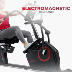 Sunny Health Fitness Premium Smart Programmable Electro-Magnetic Resistance Recumbent Elliptical Cross Trainer