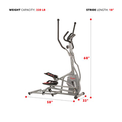 Sunny Health & Fitness Elliptical Trainer Machine Magnetic Elliptical w/ Device Holder, LCD Monitor and Heart Rate Monitor