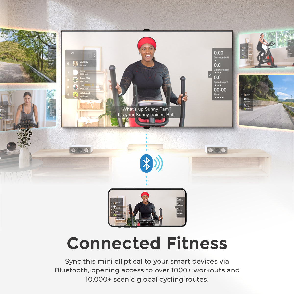 Sunny Health & Fitness Smart Under Desk Mini Elliptical Exercise Trainer