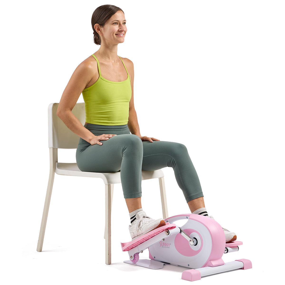 Sunny Health & Fitness Smart Pink Under Desk Mini Elliptical Exercise Trainer