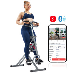 Sunny Health & Fitness Smart Upright Row-N-Ride® Hydraulic Squat Assist Trainer Machine for Abs and Glute Workout