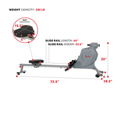 Sunny Health & Fitness Space Saving Rowing Machine Magnetic Rower