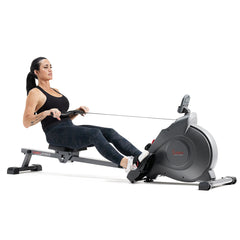 Sunny Health & Fitness Smart Extra Long Slide Rail Magnetic Rowing Machine