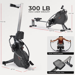 Sunny Health & Fitness Premium Smart Full Motion Magnetic Rowing Machine