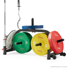 Sunny Health & Fitness Strength™ Premium Portable Weight Plates & Barbell Storage Rack