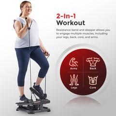 Sunny & Fitness Smart Heavy Duty Power Stepper with Exercise Bands