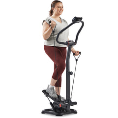 Sunny Health & Fitness Smart Heavy Duty Power Stepper with Handlebar and Resistance Bands