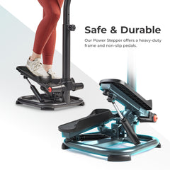 Sunny Health & Fitness Smart Heavy Duty Power Stepper with Handlebar and Resistance Bands