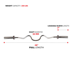 Sunny Health & Fitness 48" Olympic Super Curl Bar w/ Ring Collars