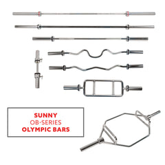 Sunny Health & Fitness 48" Olympic Super Curl Bar w/ Ring Collars