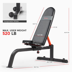 Sunny Health & Fitness Advanced Adjustable Multifunction Weight Bench