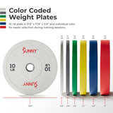 Sunny Health & Fitness Strength Elite 2-inch Rubber Olympic Weight Plates 10 - 55 LBS