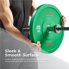 Sunny Health & Fitness Strength Elite 2-inch Rubber Olympic Weight Plates 10 - 55 LBS