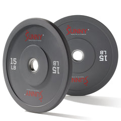 Sunny Health & Fitness Strength Elite 2-inch Rubber Olympic Weight Plates 10 - 55 LBS