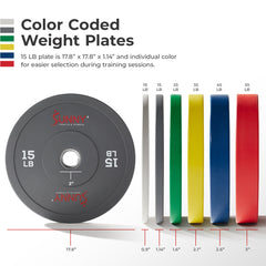 Sunny Health & Fitness Strength Elite 2-inch Rubber Olympic Weight Plates 10 - 55 LBS