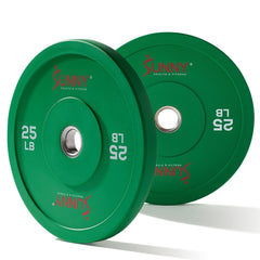 Sunny Health & Fitness Strength Elite 2-inch Rubber Olympic Weight Plates 10 - 55 LBS