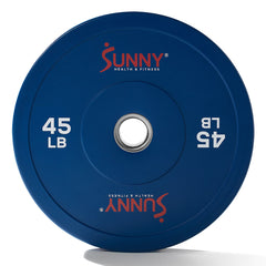 Sunny Health & Fitness Strength Elite 2-inch Rubber Olympic Weight Plates 10 - 55 LBS