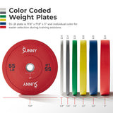 Sunny Health & Fitness Strength Elite 2-inch Rubber Olympic Weight Plates 10 - 55 LBS