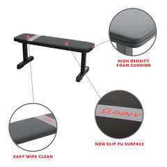 Sunny Health & Fitnes Flat Utility Weight Bench | Sunny Strength™