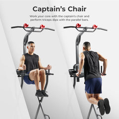 Sunny Health & Fitness Multifunctional & Adjustable Height Power Tower With Rock-Climbing Grip