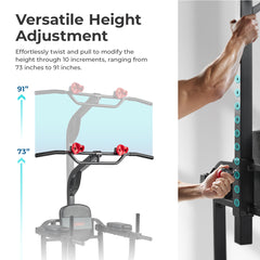 Sunny Health & Fitness Multifunctional & Adjustable Height Power Tower With Rock-Climbing Grip