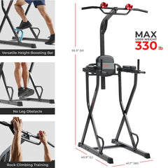 Sunny Health & Fitness Multifunctional & Adjustable Height Power Tower With Rock-Climbing Grip